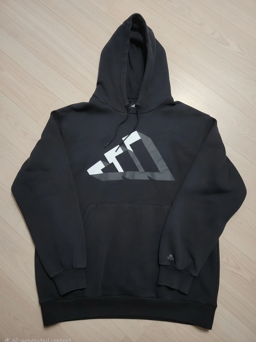 adidas Black Hoodie with Geometric Logo